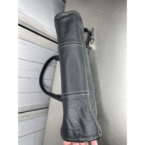 Ameri Leather Black Belt Stitched Leather Satchel Purse Handbag Pebble - Picture 4 of 7